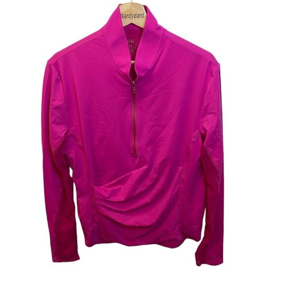 LINE IN THE SAND Soak It Up Half Zip Pink Rashguard Top with Built in Bra - Picture 1 of 7